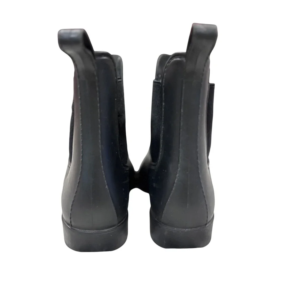 J. Crew Black Matte Rubber Chelsea‎ Boots Rain Ankle Boots Women 7